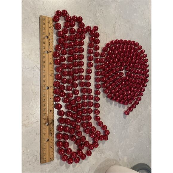 Vintage Lot 2 Heavy Large 1-2”Plastic Red Decorative Balls Garland 98” each - Picture 3 of 3